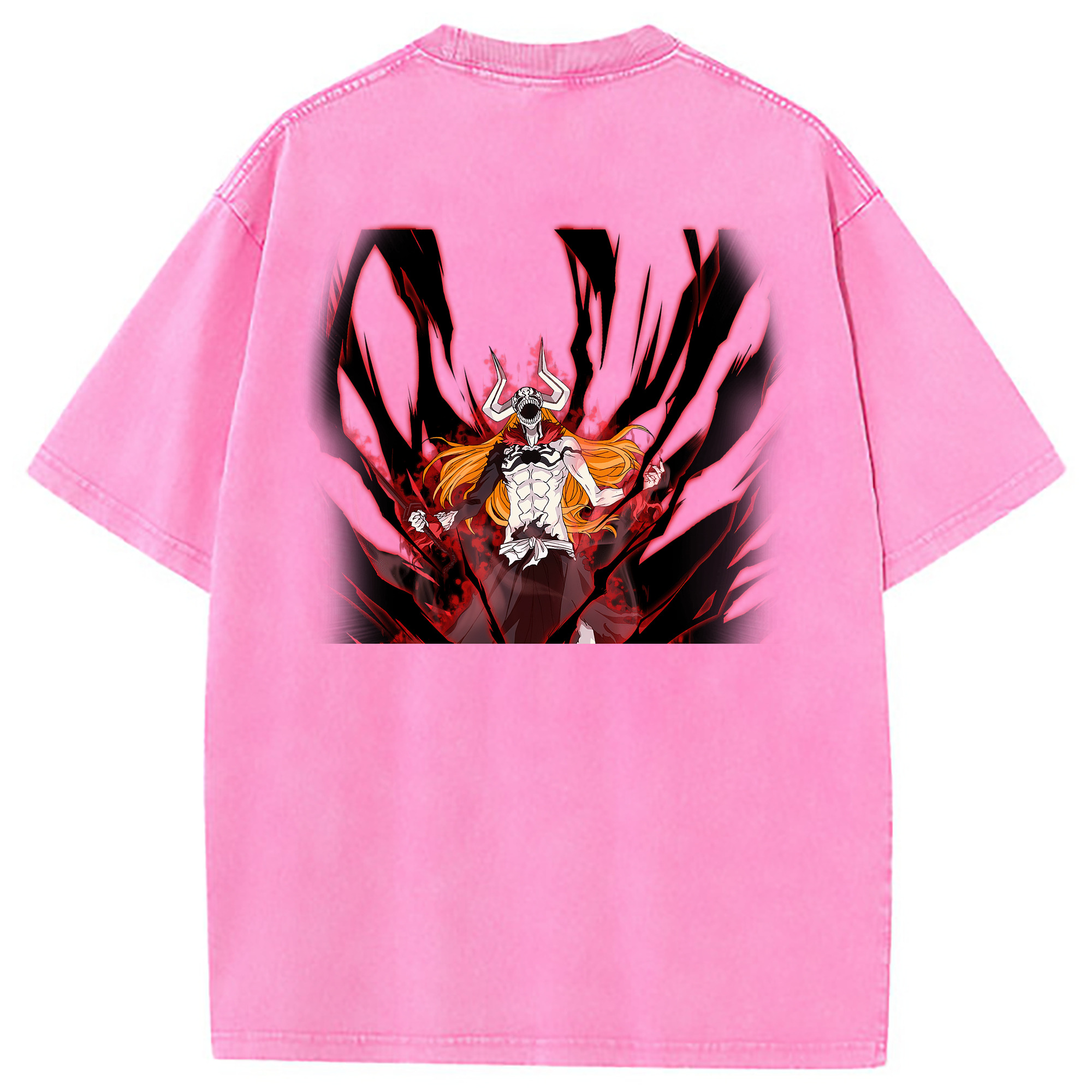 （画像用） ブリーチ 黒崎一護（くろさき いちご）BLEACH Kurosaki Ichigo 綿100% ヴィンテージ風 半袖Tシャツ（背面プリント）